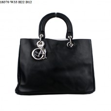 Dior Diorissimo Medium Tas Zwart Nappa Leer (Zilverkleurige Hardware) 18370 Dior Diorissimo Medium Tas Zwart Nappa Leer (Zilverkleurige Hardware) 18370